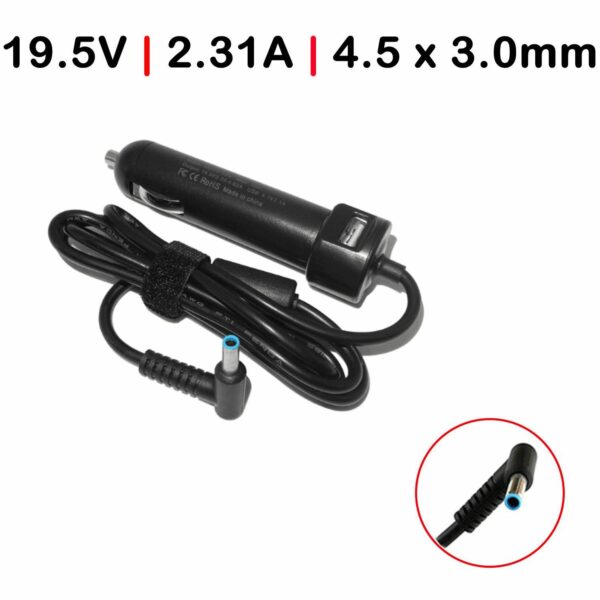Carregador de Carro para Portátil HP ProBook 430 G5/G4/G3 e 450 G5 - 45W USB - 19.5V