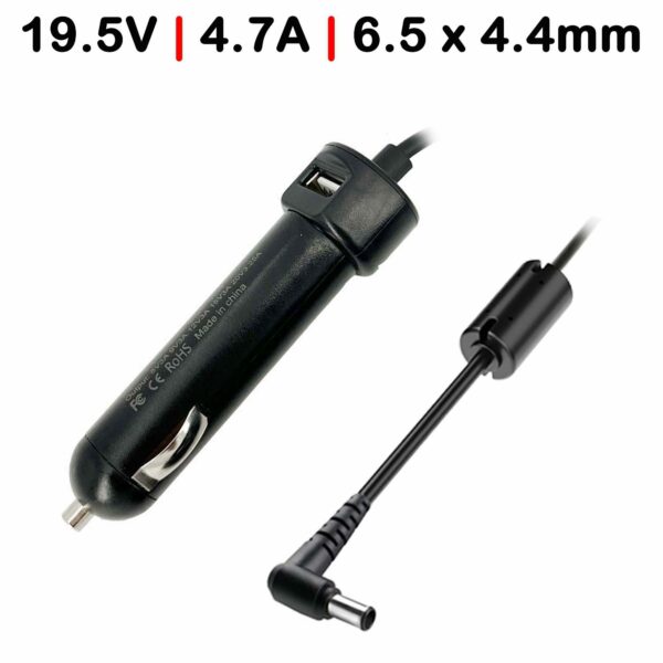 Carregador de Carro 90W 19.5V 4.7A USB para Portátil Sony Vaio VGN-NR VGN-S VGN-SZ VGN-FZ Series - Conector 6.5x4.4mm