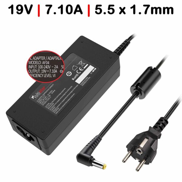Carregador para Portátil Acer Aspire 1360 1510 1520, TravelMate, Nitro 5, 19V 7.10A 135W, Conector 5.5x1.7mm