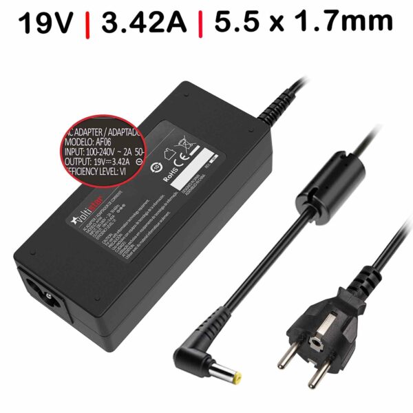 Carregador para Portátil Acer Aspire One AO533 AO722 AO725 19V 3.42A - Compatível com Aspire e TravelMate Series