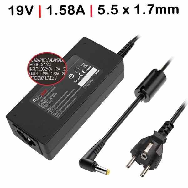 Carregador para Portátil ACER ASPIRE 1420P 1425P 1810T ONE 531H 571H - 19V 1.58A 30W 5.5x1.7mm