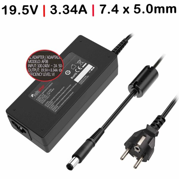 Carregador Portátil Dell 65W 19.5V 3.34A Conector 7.4x5.0mm para Chromebook 11 3120, Inspiron, Latitude, Precision M6400, Vostro e XPS Series