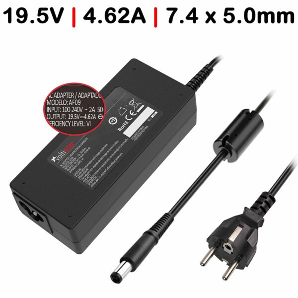 Carregador para Portátil Dell Alienware, Inspiron, Latitude, Precision, Studio, XPS, Vostro - 19.5V 4.62A (90W) - Conector 7.4x5.0mm