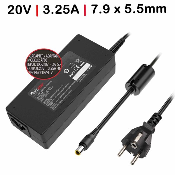 Carregador Portátil Lenovo ThinkPad L4xx L5xx Series 20V 3.25A 65W Conector 7.9x5.5mm