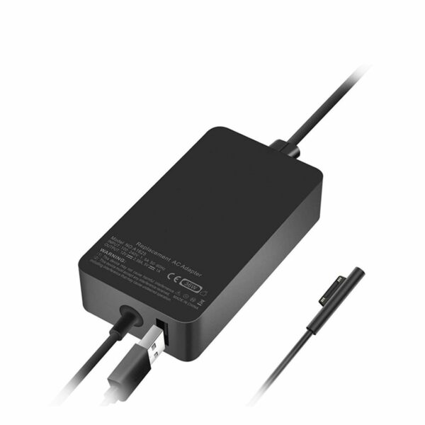 Carregador Portátil Microsoft Surface Pro 4, 5, 6, 7, X, Go, Book, Laptop - 15V 2.58A (44W) com USB Adicional