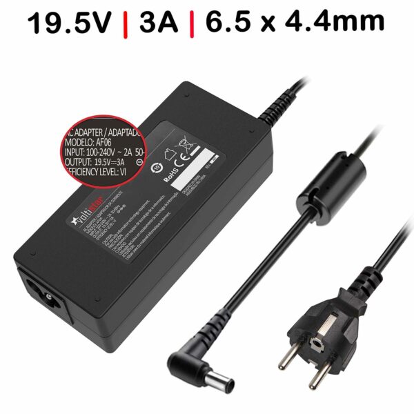 Carregador Portátil Sony Vaio 19.5V 3A 60W - Compatível PCG-F, R505, X, Z505 Series