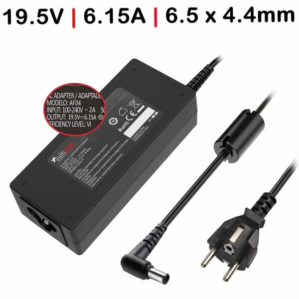 Carregador para Portátil Sony VAIO 19.5V 6.15A (120W) Conector 6.5x4.4mm - Compatível PCG-FR, PCG-GRS, PCG-GRX, PCG-NV, PCG-R Series