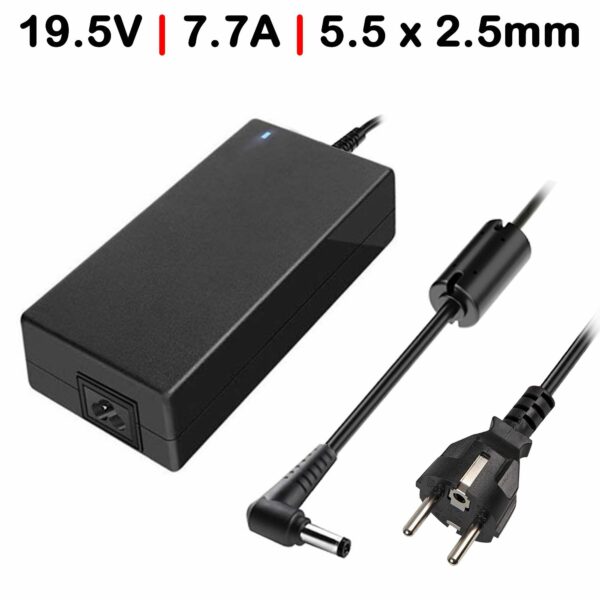 Carregador Portátil Gaming 19V 7.7A (150W) 5.5x2.5mm para Asus G53, Acer Aspire 1800, MSI GF62 e Mais