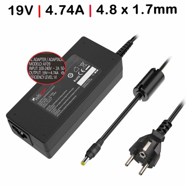 Carregador para Portátil HP Pavilion DV1000, DV2000, DV6000, DV8000, DV9000 Series - 19V 4.74A (90W) - Conector 4.8x1.7mm - PA-1900-15C2