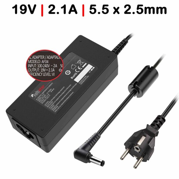 Carregador Portátil Toshiba Mini NB200 NB205 NB300 Series 19V 2.1A (40W) - Plugue 5.5x2.5mm