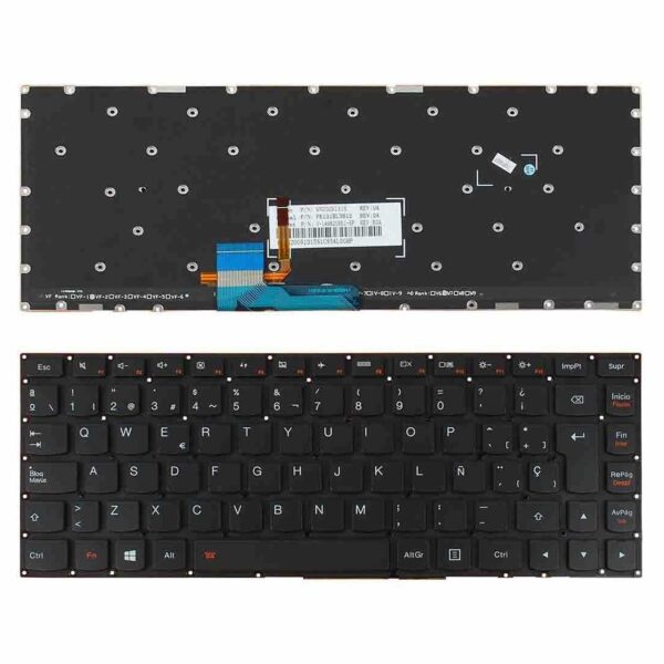 Teclado Retroiluminado para Portátil Lenovo Yoga 2 13" Yoga 700-14ISK Preto Espanhol