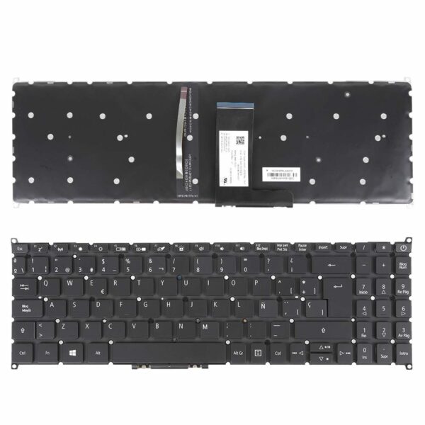Teclado Retroiluminado Espanhol para Portátil Acer Swift 3 SF315 e TravelMate TMP214 Series - Preto, Sem Moldura