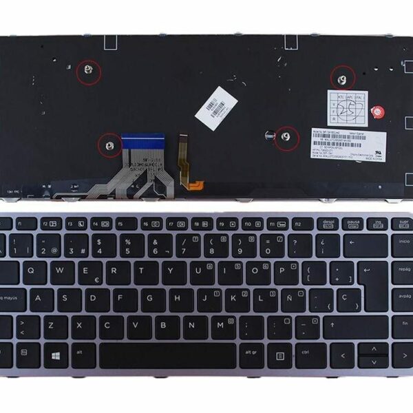 Teclado Espanhol Retroiluminado para Portátil HP EliteBook Folio 1000 G1, 1040 G1/G2 - Preto
