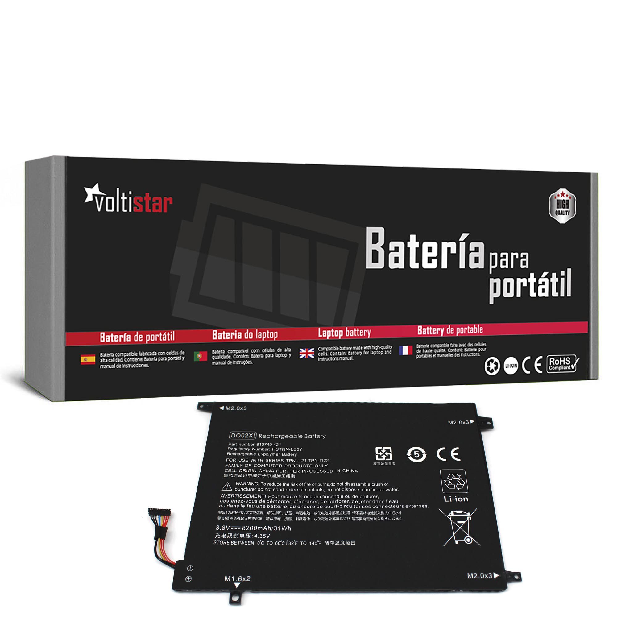 Bateria para Portátil HP Pavilion X2 10 Series - Compatível com DO02XL, 810749-421, HSTNN-LB6Y, TPN-I121, TPN-I122