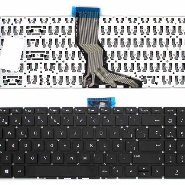 Teclado para Portátil HP 250 G6, 255 G6, Omen 17-W Series, 15S-FQ Series - Espanhol, Preto, Sem Moldura (Intro Pequeno)