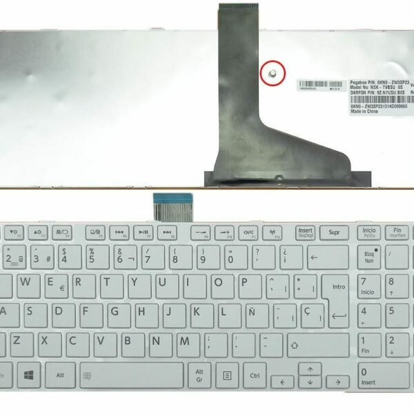 Teclado Branco para Portátil Toshiba L850 Series - Estrutura Original