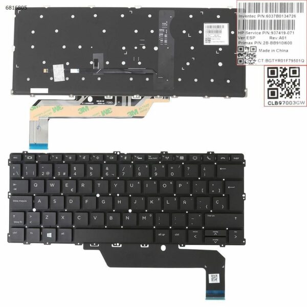 Teclado Retroiluminado para Portátil HP EliteBook x360 1020 G2 e 1030 G2 - Português/Castelhano