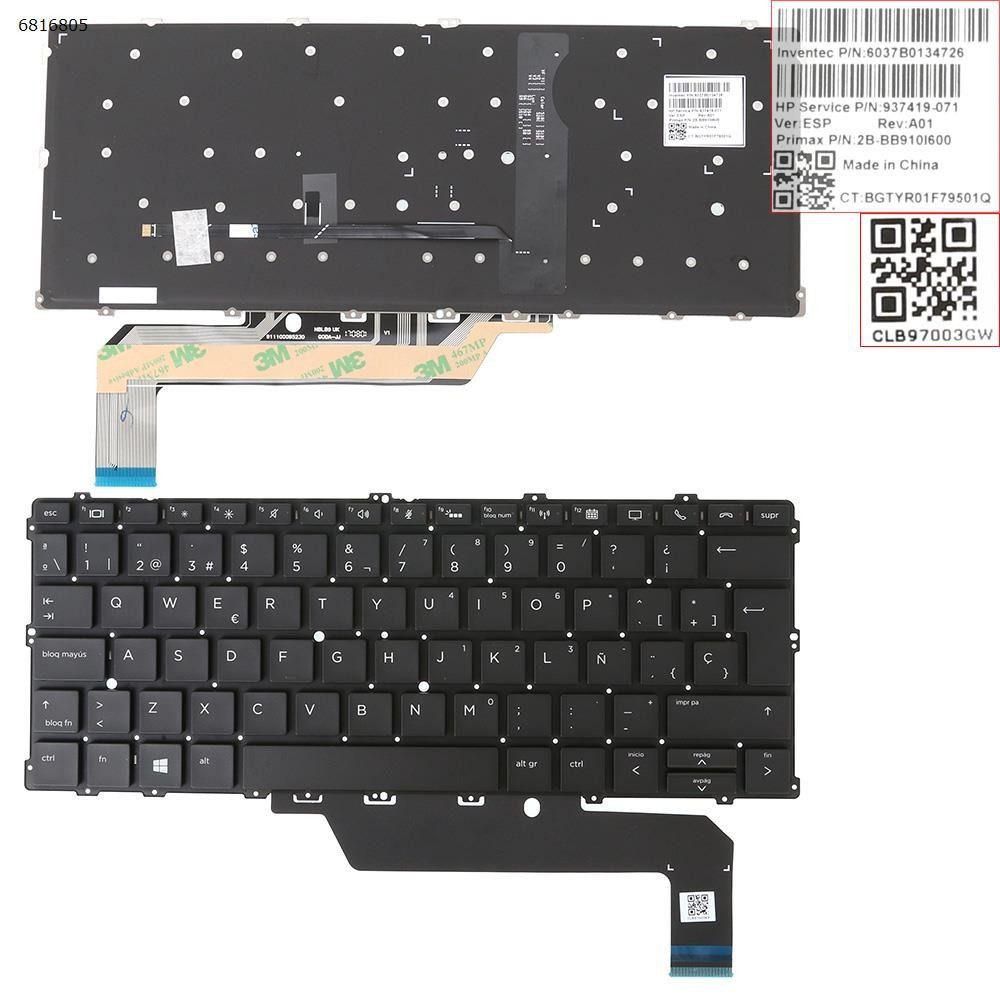 Teclado Retroiluminado para Portátil HP EliteBook x360 1020 G2 e 1030 G2 - Português/Castelhano