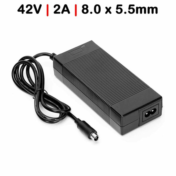 Carregador 42V 2A para Trotinete Elétrica Xiaomi M365, Ninebot, OKAI, Aovo Pro - Plugue 8.0x5.5mm