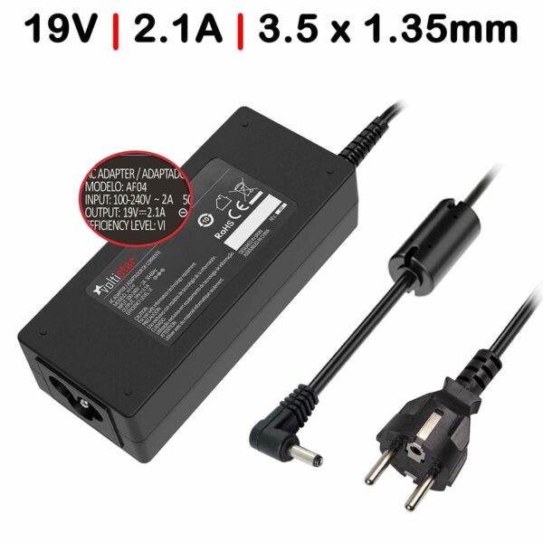 Carregador Portátil Toshiba 19V 2.1A 40W 3.5x1.35mm - Compatível com Satellite Pro C40 C50 E10 Series