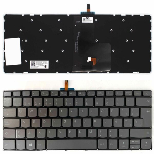 Teclado para Portátil Lenovo IdeaPad 320-14 320S-14 V14 Series Cinza Retroiluminado Espanhol