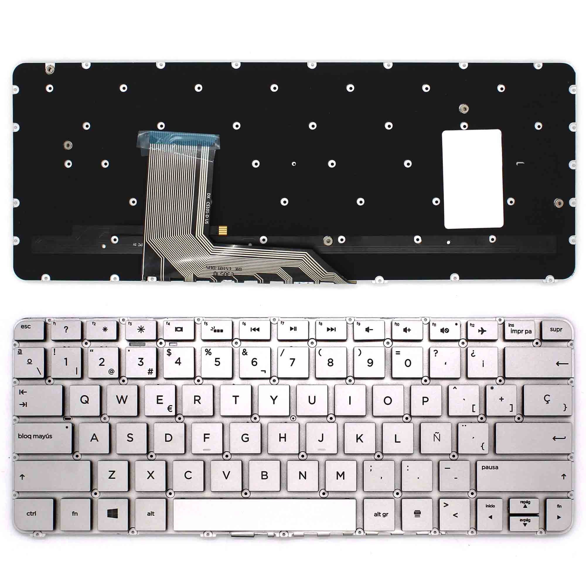 Teclado Portátil HP Spectre 13-4000 13-4100 13-4200 x360 Prata Espanhol Retroiluminado Sem Estrutura - Image 2