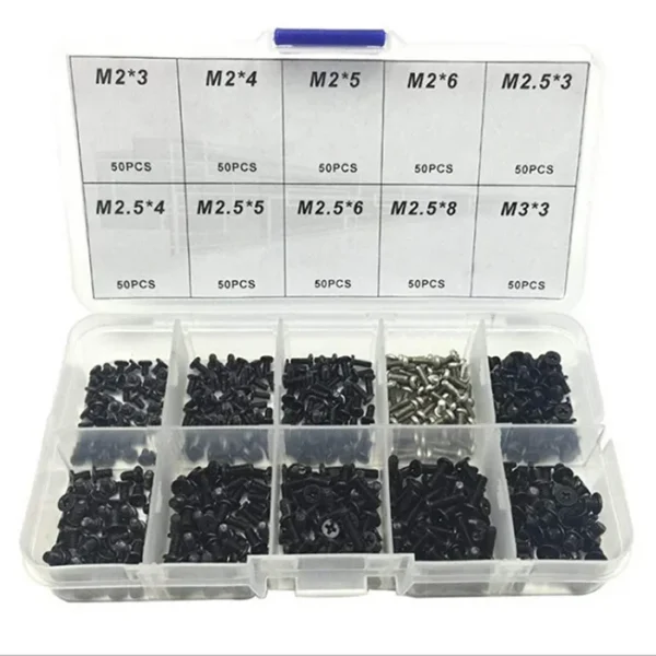 Conjunto Universal de Parafusos para Portátil M2, M2.5, M3 - 500 Peças em Aço Liga