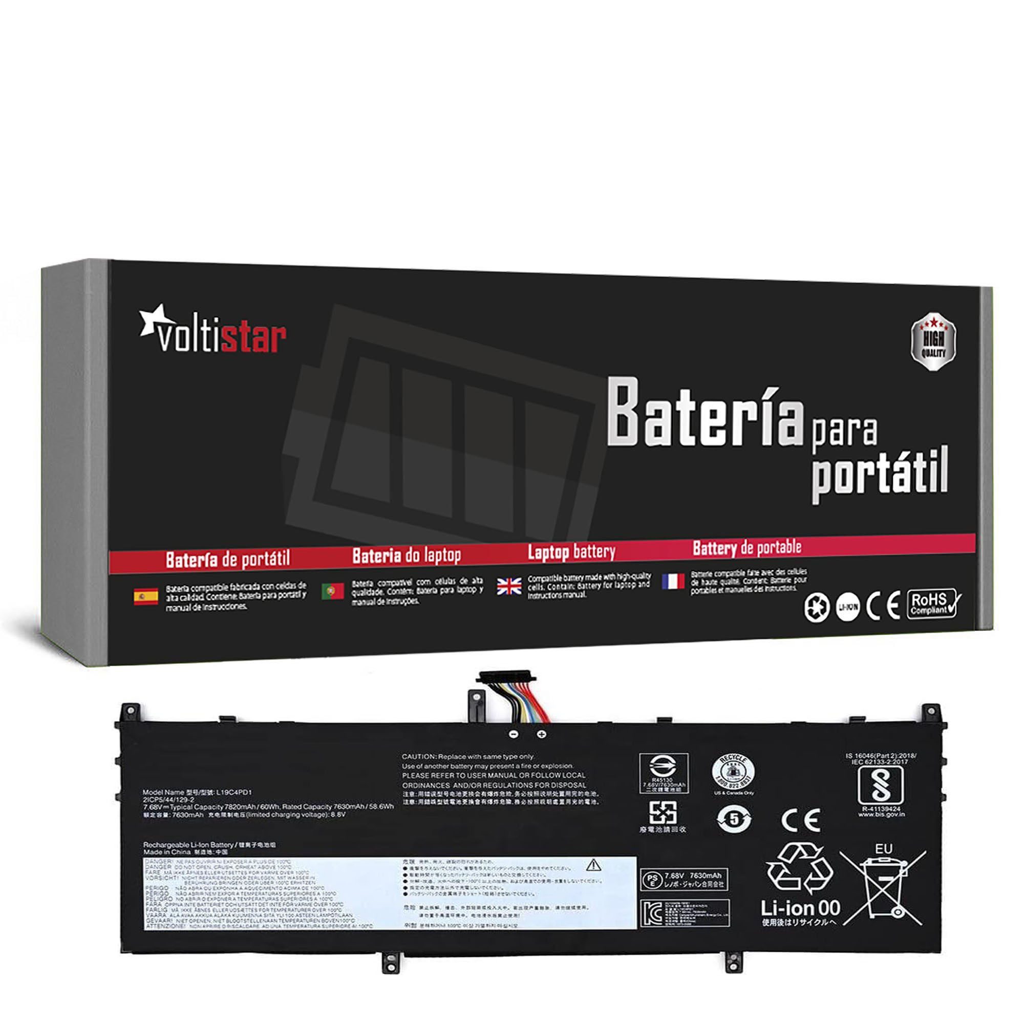 Bateria para Portátil Lenovo Yoga C640 13 Series - L19C4PD1 L19M4PD1 L19L4PD1 - 7.7V 55Wh