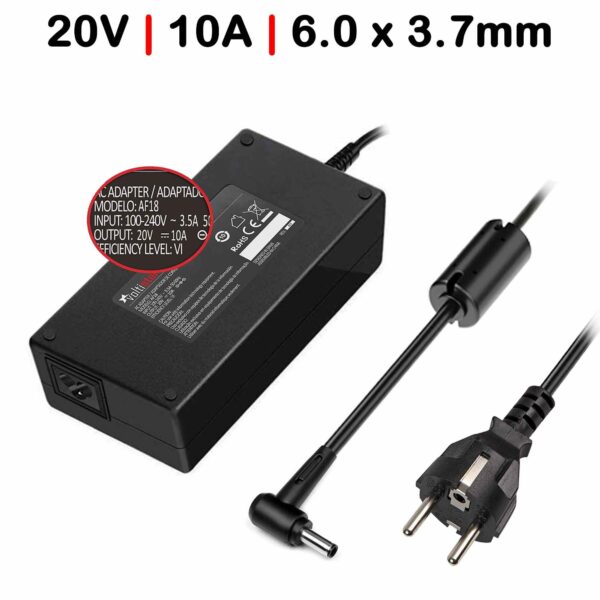 Carregador Portátil ASUS 20V 10A 200W 6.0x3.7mm - Compatível ADP-200JB D, ROG Strix G15, TUF Gaming F15