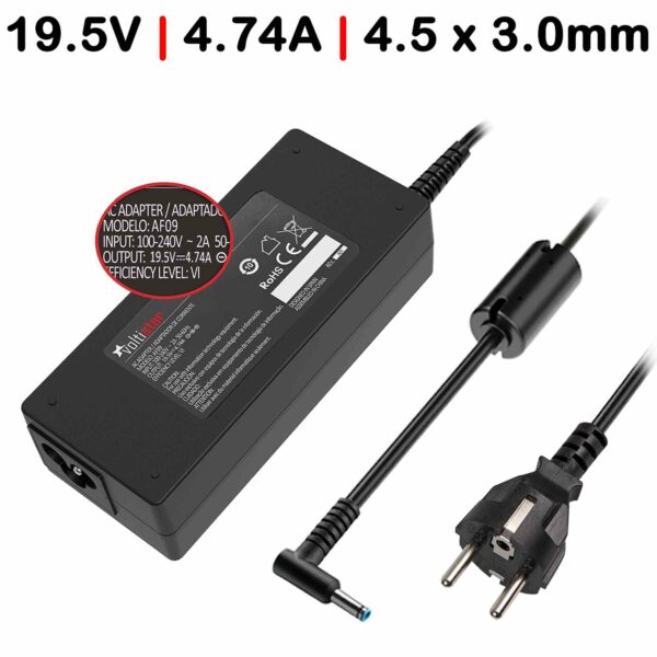 Carregador Portátil HP 19.5V 4.74A 90W Pino 4.5x3.0mm Compatível com HP 240 250 EliteBook Envy ProBook TPN-C115 710413-001