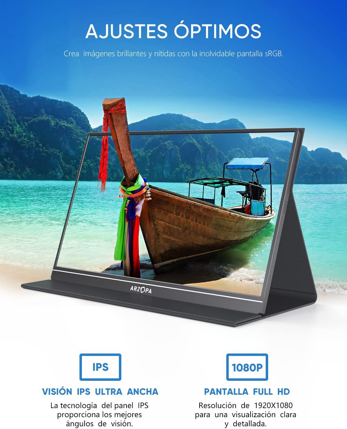 MONITOR PORTÁTIL RZOPA S1 TABLE DE 15.6" 1080 FHD IPS COM HDMI USB-C PARA PC MAC PS5 NINTENDO SWITCH - Image 4