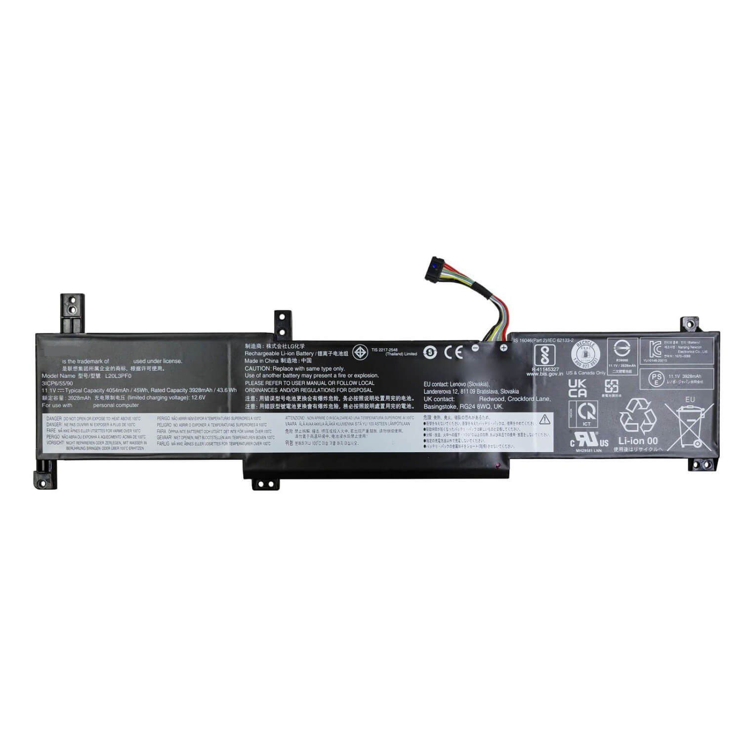 Bateria Portátil Lenovo IdeaPad 3-14ABA7 3-14ITL6 V14 V15 G2 L20C3PF0 TYPE-B 11.55V 3400mAh