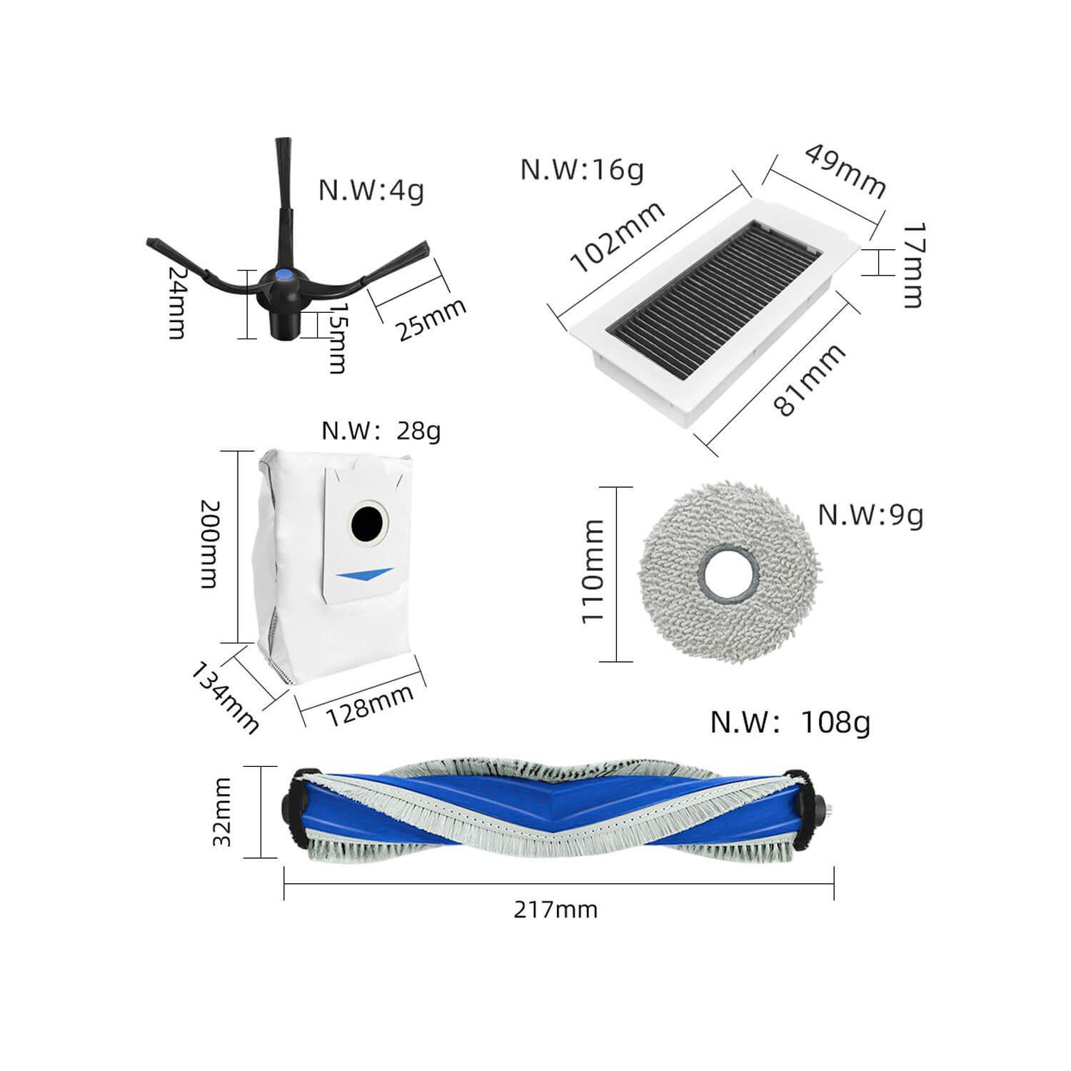 Kit de Peças de Reposição para Aspirador Robô Ecovacs Deebot X5 Series - Rolo, Escovas, Mops, Filtros e Sacos - Image 2