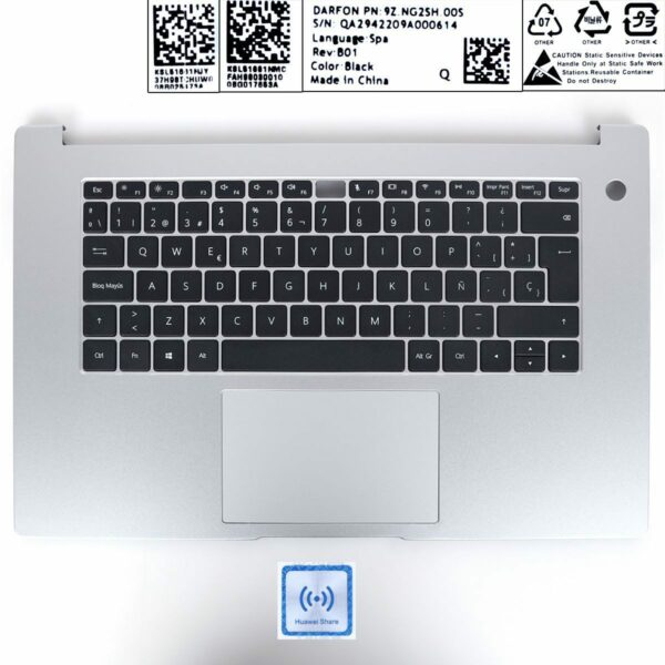TAMPA SUPERIOR COM DESCANSO DE PALMA E TOUCHPAD HUAWEI MATEBOOK D15 BOB-WAE9P BOH-WAQ9L BOHL PRATA W29
