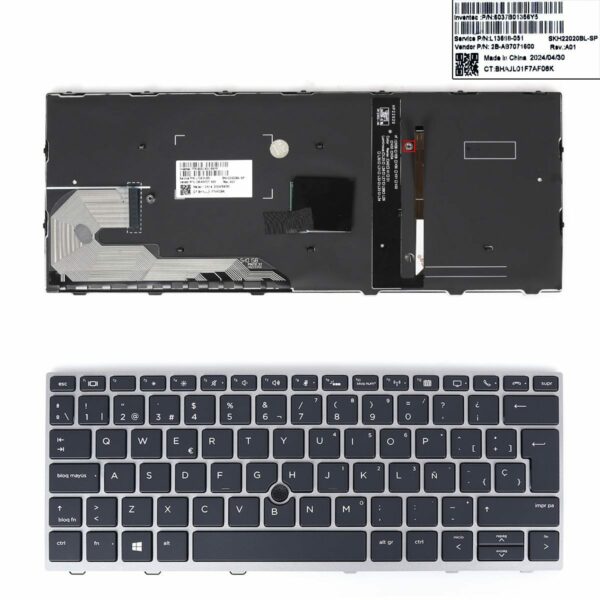 Teclado Retroiluminado Espanhol para Portátil HP EliteBook 830 G5 G6, 730 G5 G6, 836 G5, 735 G3 - L15500-071