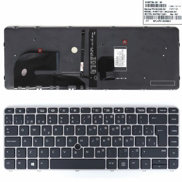 Teclado Retroiluminado Prata Espanhol para Portátil HP 840 G3/G4, 745 G3/G4, 848 G3, ZBook Series - Com PointStick