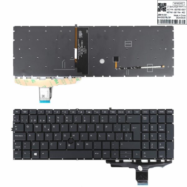 TECLADO RETROILUMINADO PARA PORTÁTIL HP 850 G7 850 G8 855 G7 855 G8 755 G7 755 G8 12-0371C-WZ01-001 PRETO