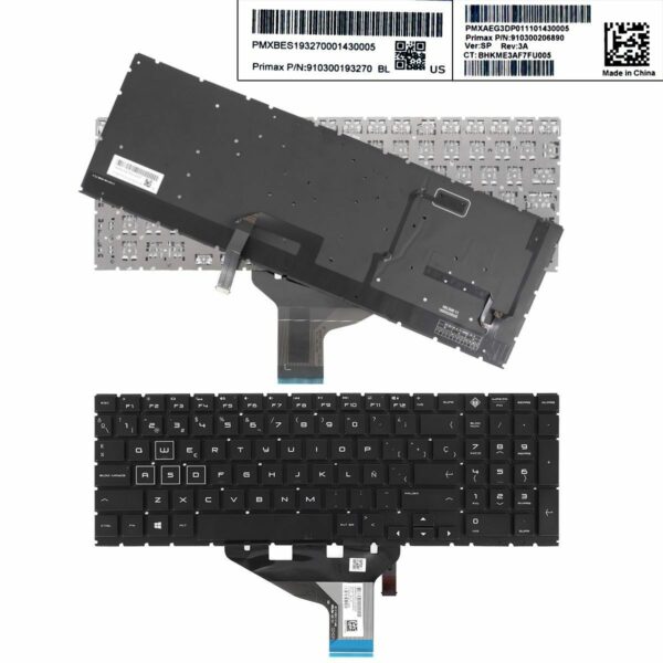 TECLADO PARA PORTATIL HP OMEN 15-DC TPN-Q211 15-DC000 15T-DC000 15-DC0010N PRETO COM RETROILUMINAÇÃO