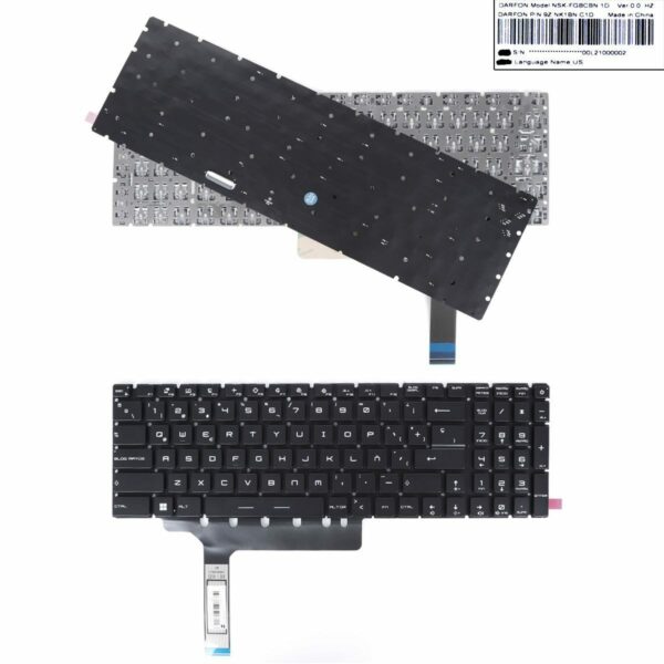 Teclado Retroiluminado Preto Espanhol para Portátil MSI GP76 GE76 GS76 MS-17K1 - Ref. 22-0042C-WX01-001