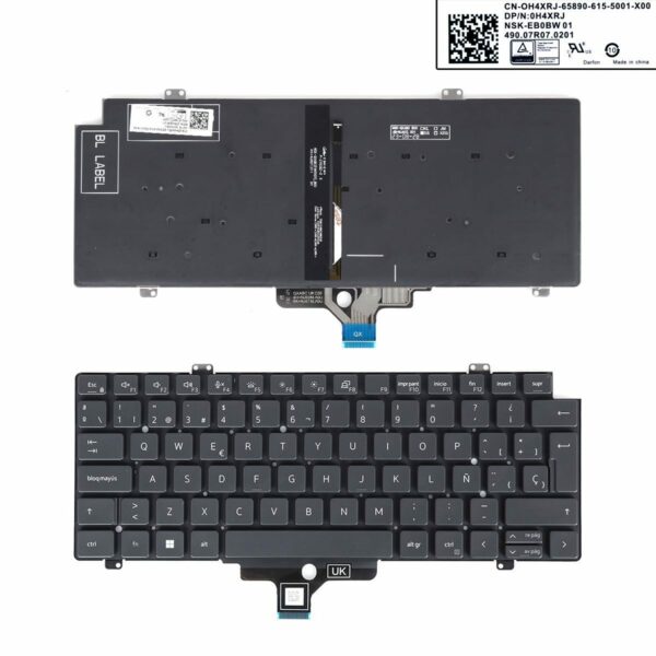 Teclado para Portátil Dell Latitude 7410 7420 5420 Retroiluminado Preto Espanhol