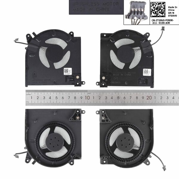 Ventoinhas CPU + GPU para Portátil Dell M15 R3 R4 - Compatível com 0D1X38 0TG9V0