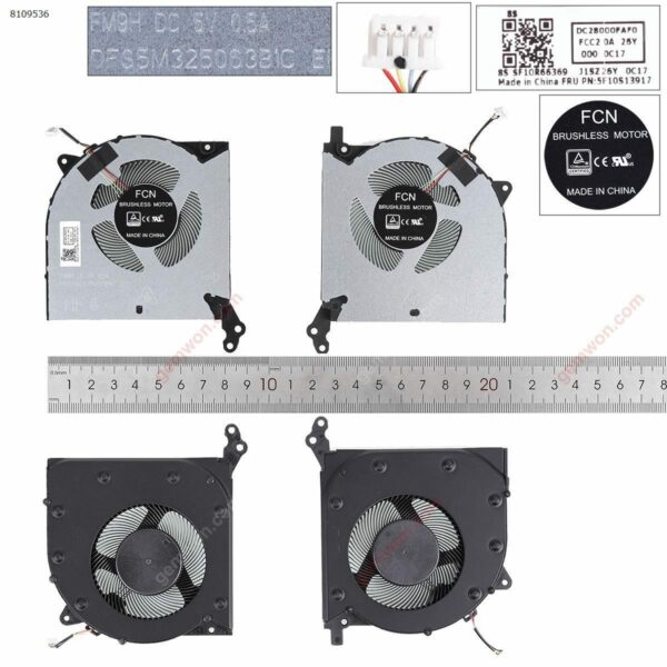 Ventoinha CPU + GPU para Portátil Lenovo R7000 (2020), Y550-15, Y7000P