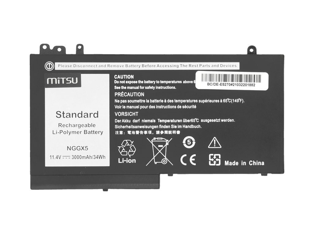 Bateria Mitsu para para Dell Latitude E5270, 5470, 5570, NGGX5 - Image 3