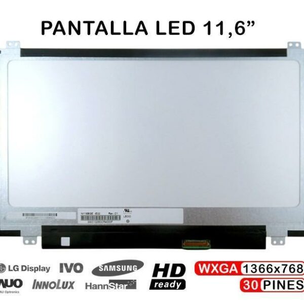 Ecrã LED 11.6" HD Slim 30 Pinos EDP para Portátil - N116BGE-E42, N116BGE-E32