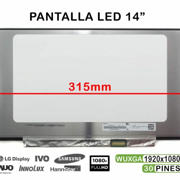 ECRÃ LED BRILHANTE DE 14" PARA PORTATIL B140HAN04.0 B140HAN04.1 B140HAN04.3 315MM FHD 30 PINES