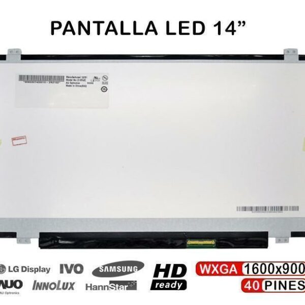 Ecrã LED 14.0" WXGA++ (1600x900) 40 Pinos para Portátil - Compatível B140RW02