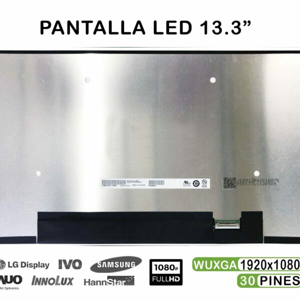 ECRÃ LED 13.3" PARA PORTÁTIL B133HAN05.C H/W:0A F/W:1 30 PINES FHD 300MM