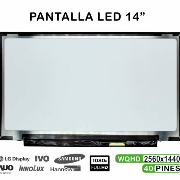 ECRÃ LED DE 14" PARA PORTATIL B140QAN01.0 2560X1440 40 PINES