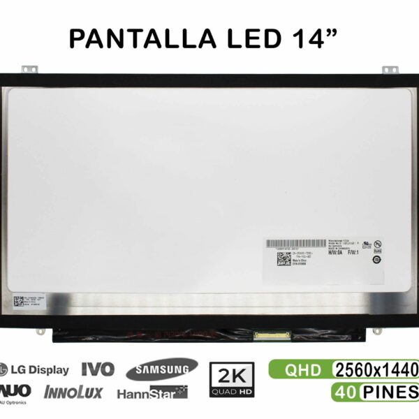 ECRÃ LED DE 14" PARA PORTATIL B140QAN01.0 2560X1440 40 PINES