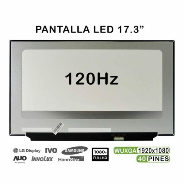 ECRÃ LED DE 17.3" PARA PORTATIL B173HAN04.7 1920X1080 120HZ 40 PINES